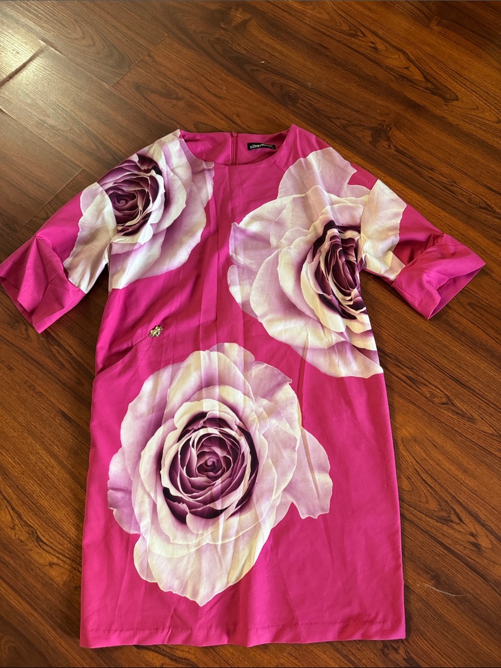 Silver Jeans Fuchsia Pink Floral Shift Dress